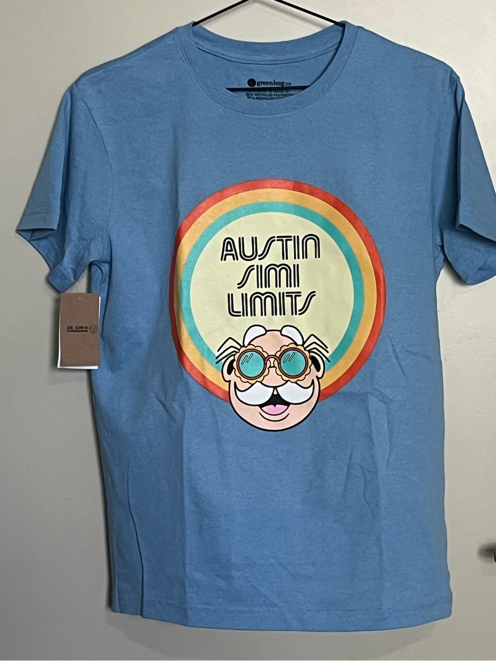Dr. Simi Austin Simi Limits Blue Graphic Tee by Greenhug Sz S